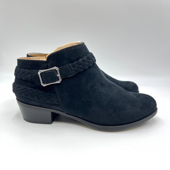 7.5‎ WIDE WIDTH Lifestride Adriana Black Microsuede Ankle Boots Booties Shoes - Picture 1 of 14